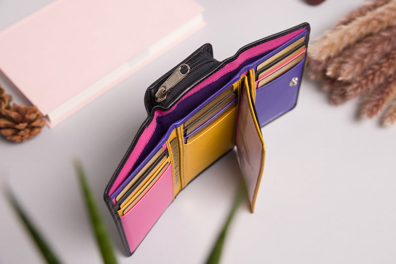 Personalised Engraved Black Multi Leather Purse