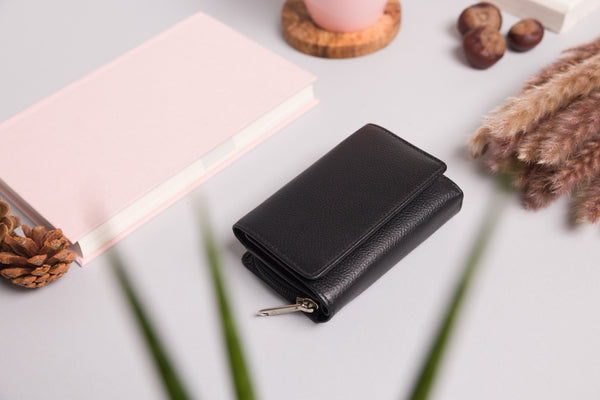 Personalised Engraved Black Multi Leather Purse