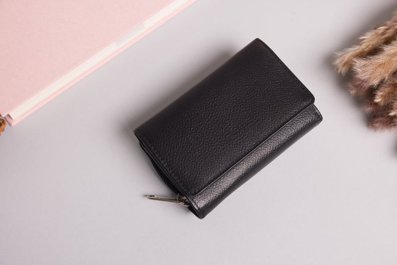 Personalised Engraved Black Multi Leather Purse
