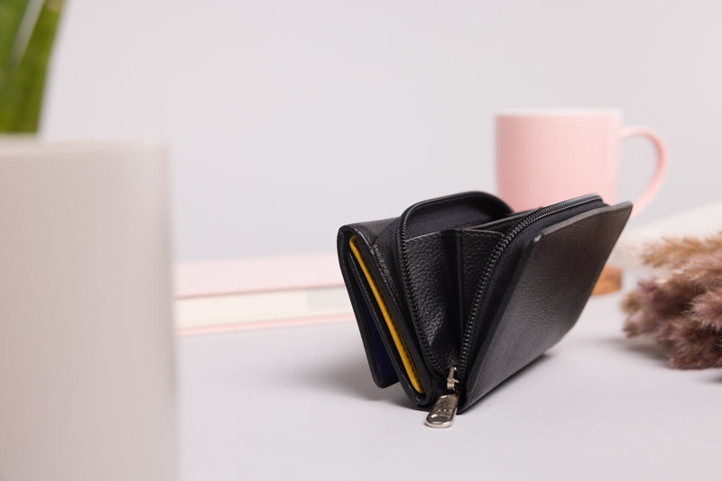 Personalised Engraved Black Multi Leather Purse