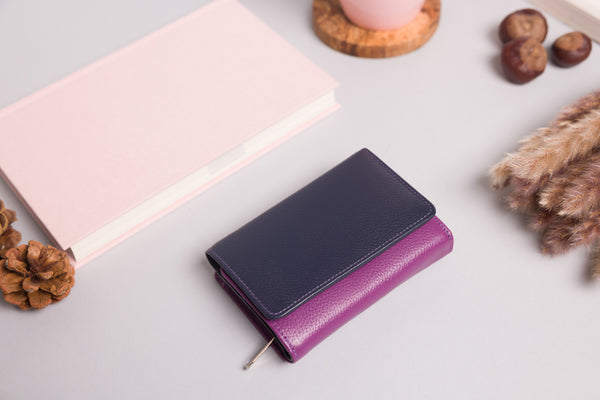 Personalised Engraved Navy Multi Leather Purse