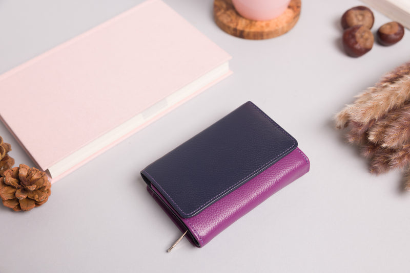 Personalised Engraved Navy Multi Leather Purse