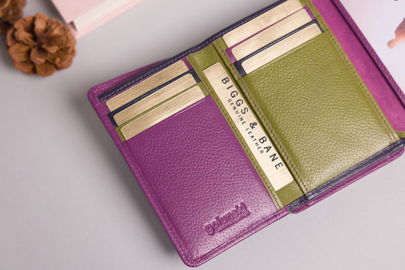 Personalised Engraved Navy Multi Leather Purse