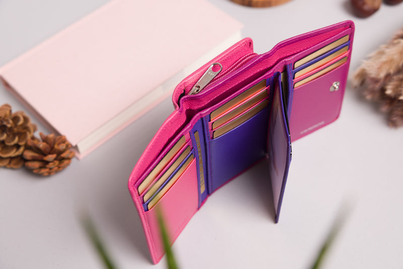 Personalised Engraved Purple Multi Leather Purse