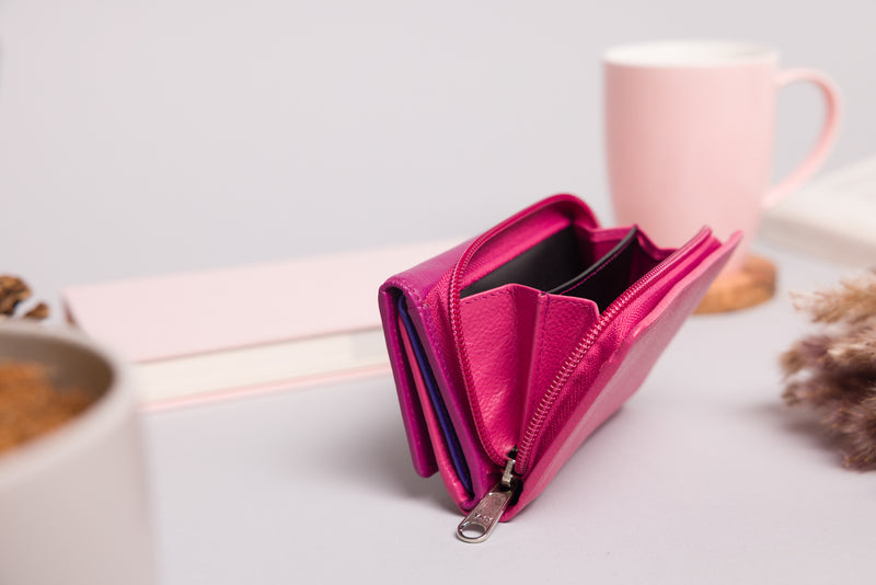 Personalised Engraved Purple Multi Leather Purse