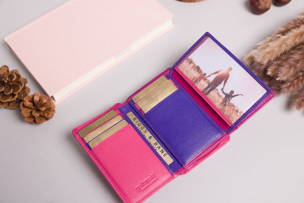 Personalised Engraved Purple Multi Leather Purse
