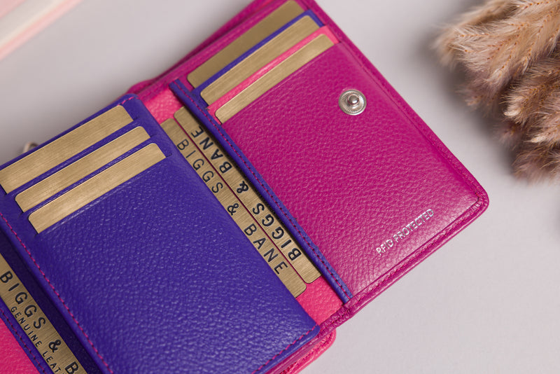 Personalised Engraved Purple Multi Leather Purse