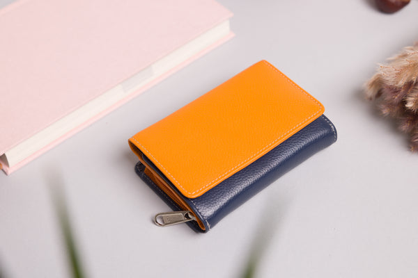 Personalised Engraved Orange Multi Leather Purse