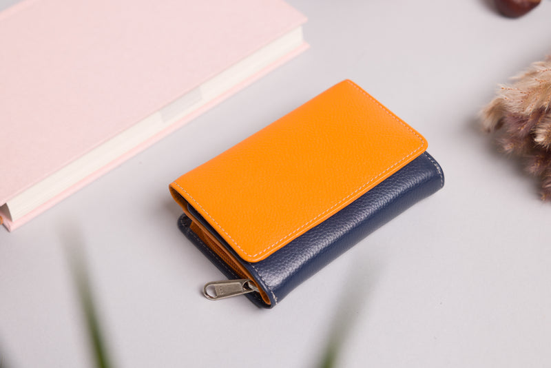 Personalised Engraved Orange Multi Leather Purse