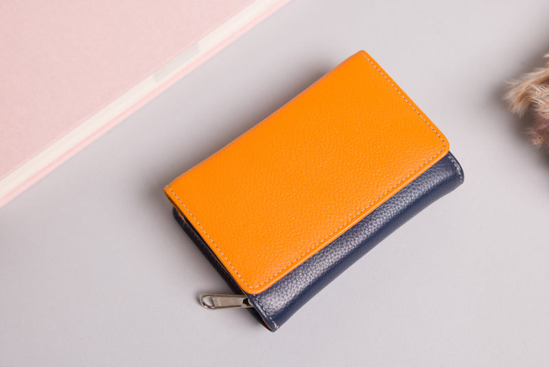 Personalised Engraved Orange Multi Leather Purse