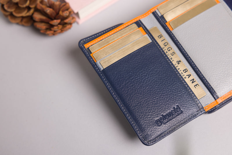 Personalised Engraved Orange Multi Leather Purse