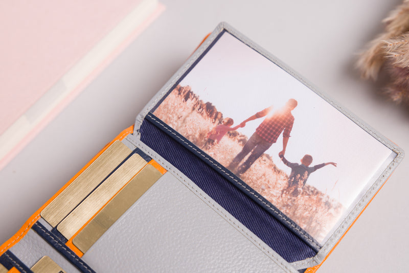 Personalised Engraved Orange Multi Leather Purse