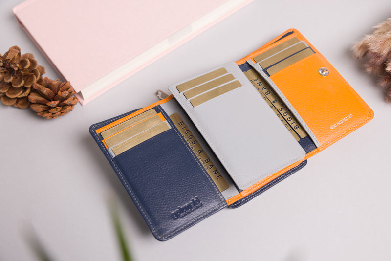 Personalised Engraved Orange Multi Leather Purse