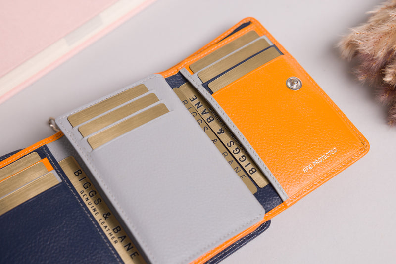 Personalised Engraved Orange Multi Leather Purse