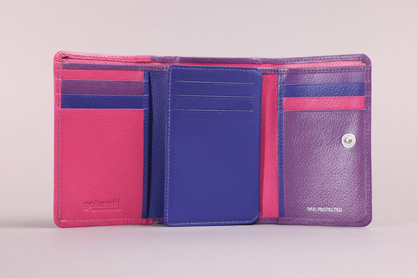 Personalised Engraved Purple Multi Leather Purse