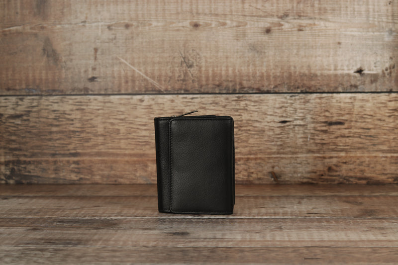 Personalised Engraved Black Leather Purse
