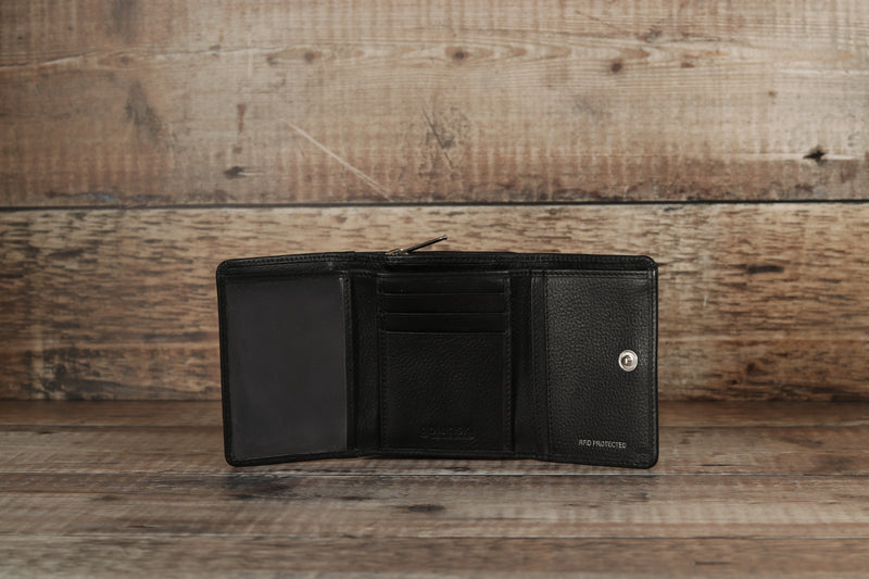 Personalised Engraved Black Leather Purse