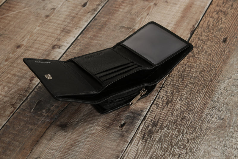 Personalised Engraved Black Leather Purse