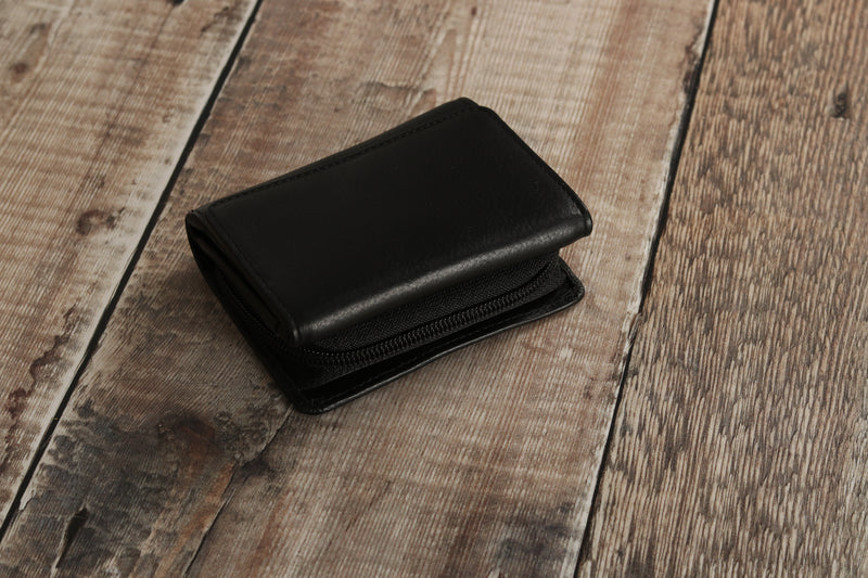 Personalised Engraved Black Leather Purse