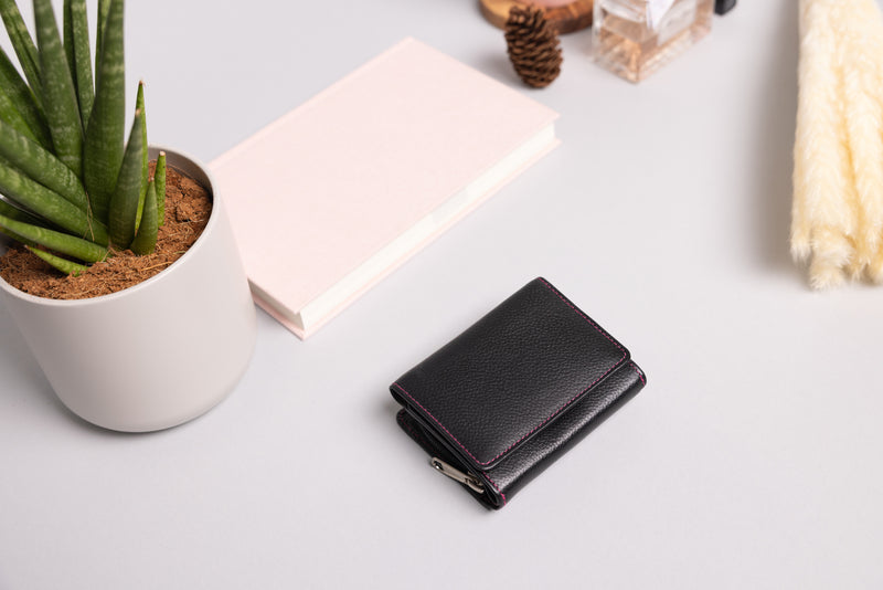 Personalised Engraved Black Multi Leather Purse