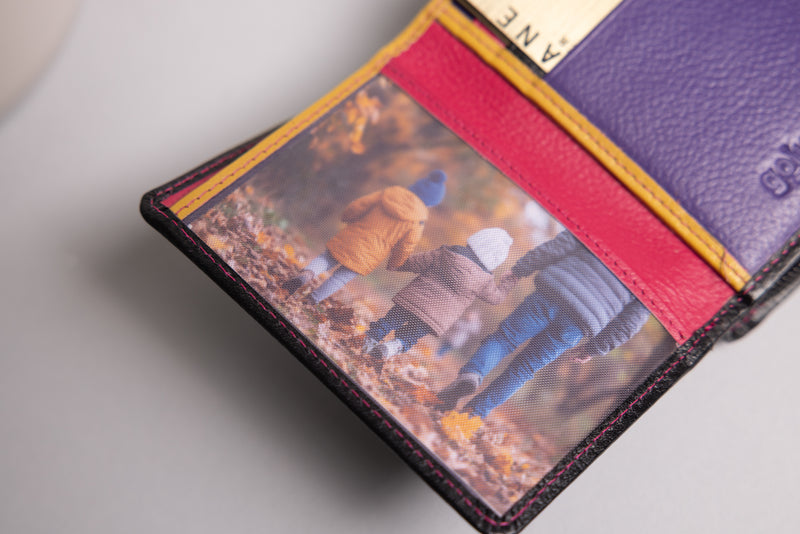 Personalised Engraved Black Multi Leather Purse
