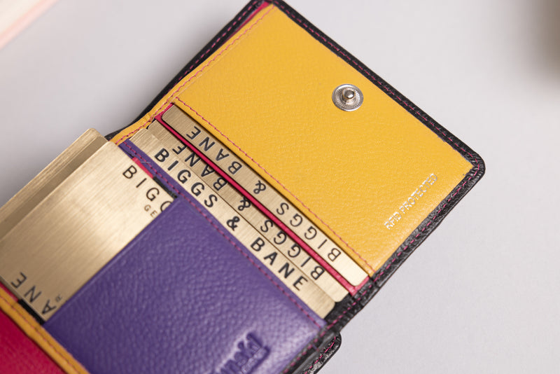 Personalised Engraved Black Multi Leather Purse