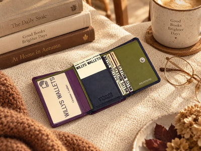 Personalised Navy Leather Purse for Women | Compact RFID Wallet