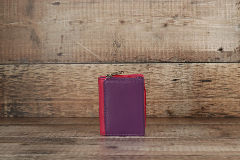 Personalised Engraved Purple Multi Leather Purse