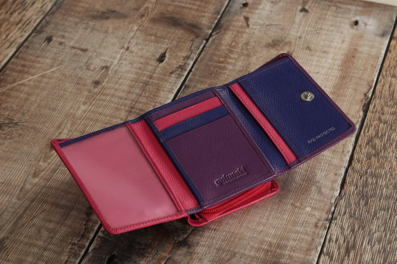 Personalised Engraved Purple Multi Leather Purse