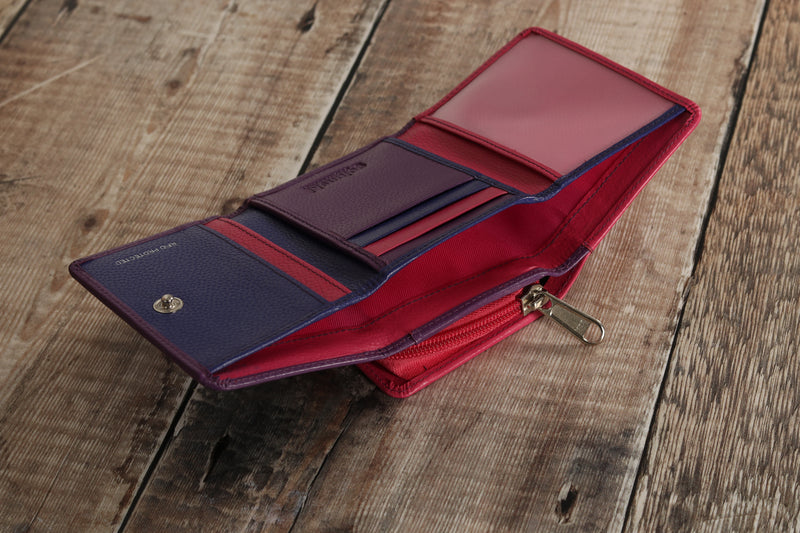 Personalised Engraved Purple Multi Leather Purse