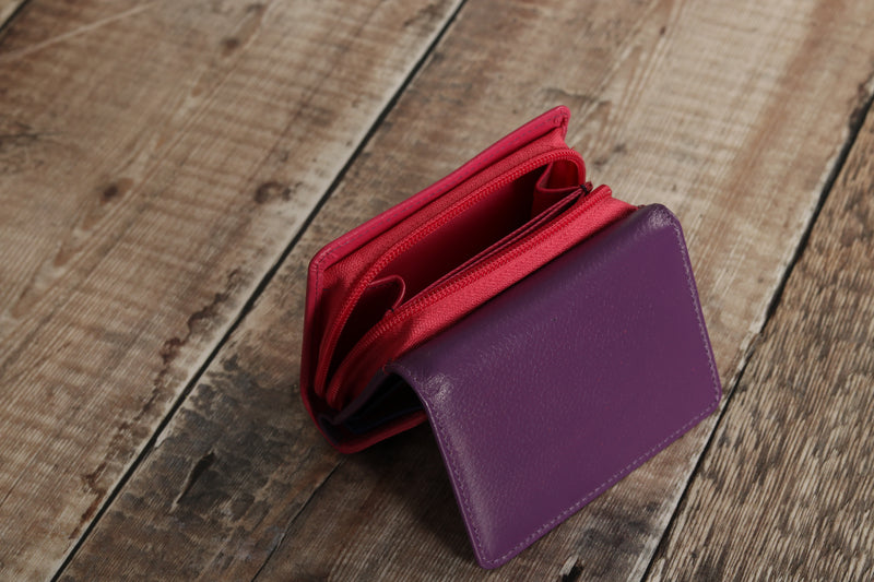 Personalised Engraved Purple Multi Leather Purse