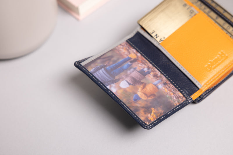 Personalised Engraved Orange Multi Leather Purse