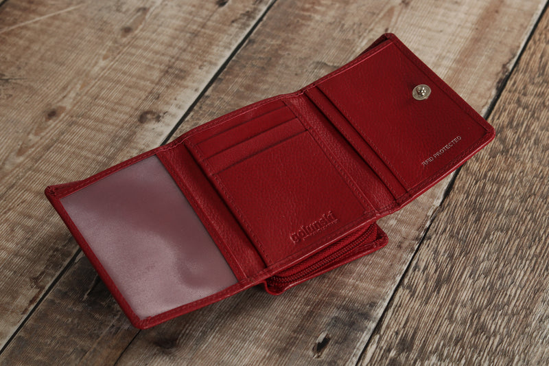 Personalised Engraved Red Leather Purse