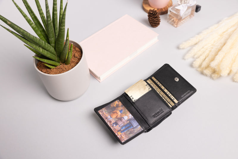 Personalised Engraved Black Leather Purse