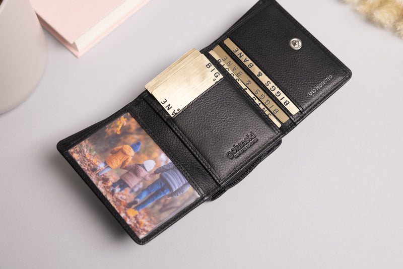 Personalised Engraved Black Leather Purse