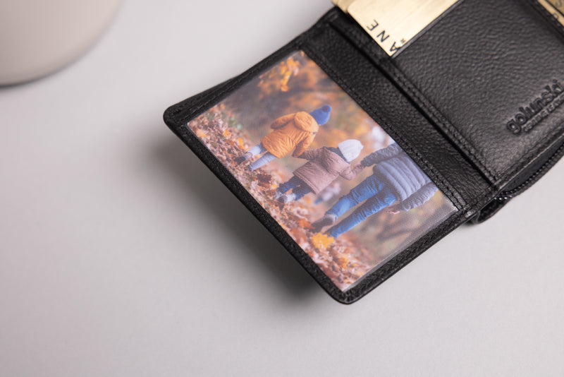 Personalised Engraved Black Leather Purse