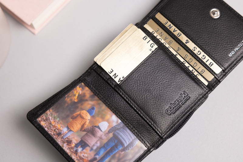 Personalised Engraved Black Leather Purse