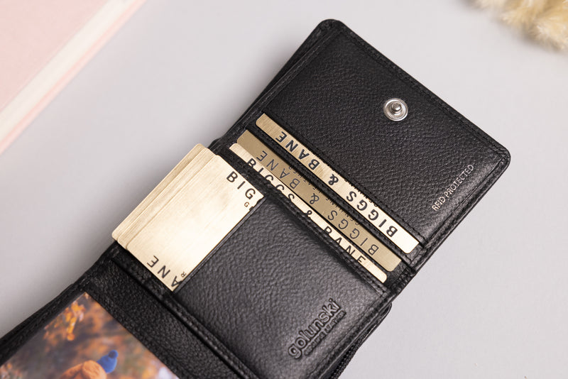 Personalised Engraved Black Leather Purse
