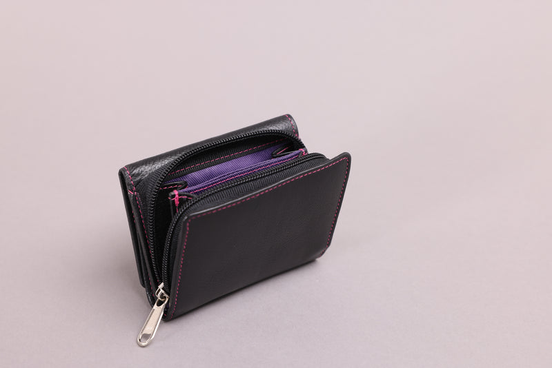 Personalised Engraved Black Multi Leather Purse