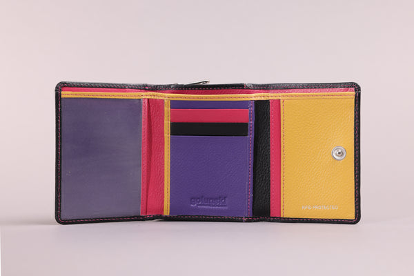 Personalised Engraved Black Multi Leather Purse