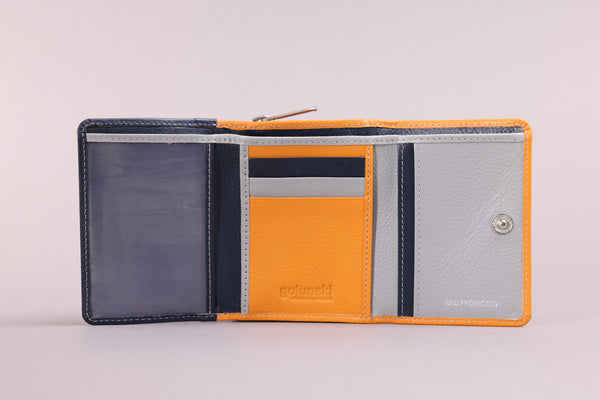 Personalised Engraved Orange Multi Leather Purse