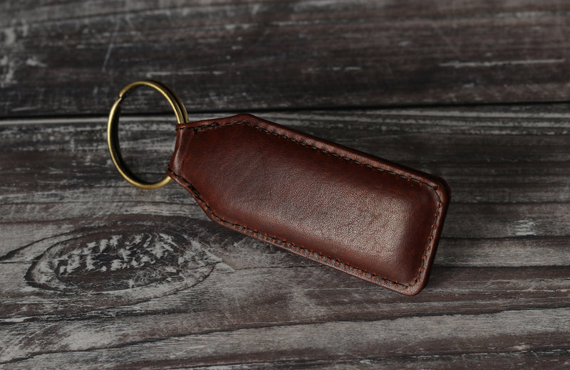 Personalised Engraved Brown Leather Keyring