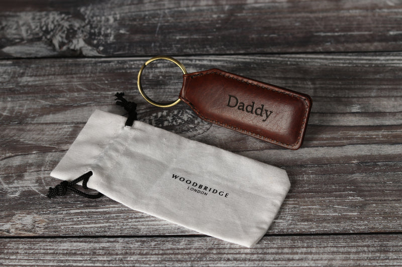 Personalised Engraved Brown Leather Keyring