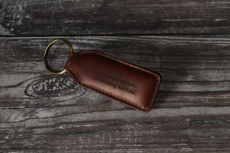 Personalised Engraved Brown Leather Keyring