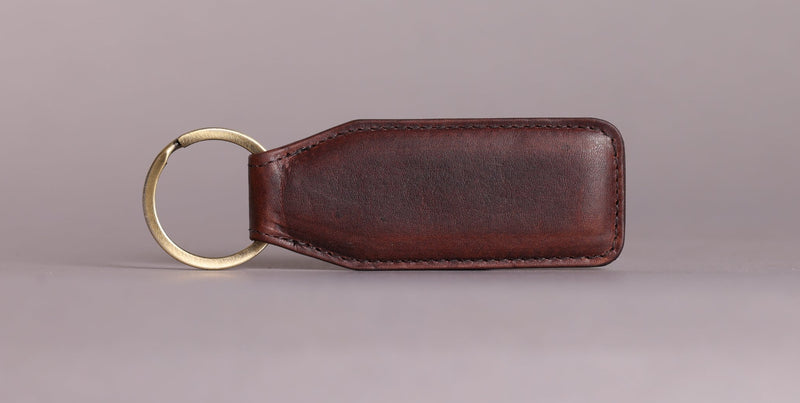 Personalised Engraved Brown Leather Keyring