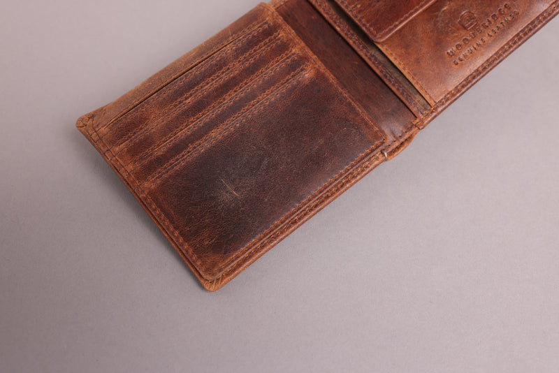 Personalised Engraved Brown Bifold Leather Wallet