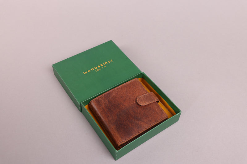 Personalised Engraved Brown Bifold Leather Wallet
