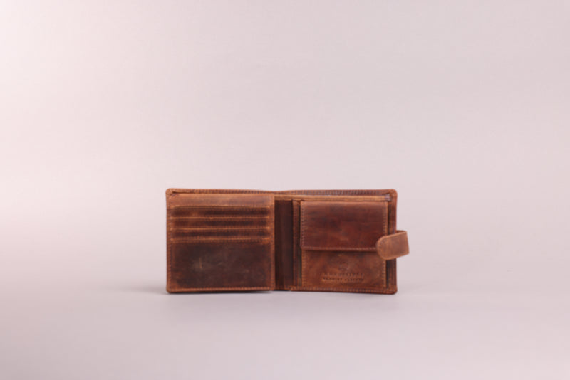 Personalised Engraved Brown Bifold Leather Wallet