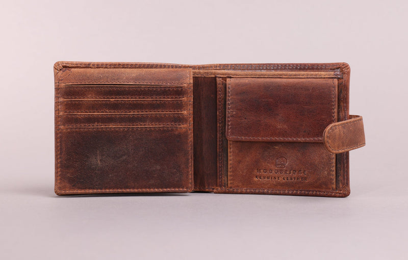 Personalised Engraved Brown Bifold Leather Wallet
