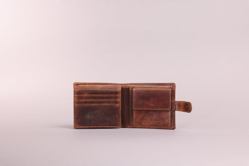 Personalised Engraved Brown Bifold Leather Wallet